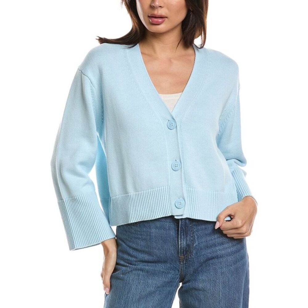 Forte Cashmere Womens  Wide Sleeve Cardigan, Blue